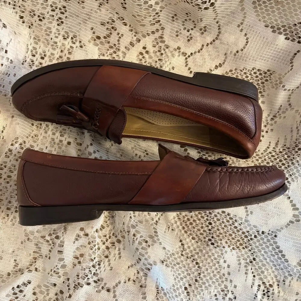 Cole Haan Men's US 12 D Brown Leather Tassel Loafer Shoes
